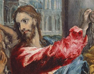 Christus verdrijft de kooplieden uit de tempel, detail van Christus, ca. 1600, detail van 29580
