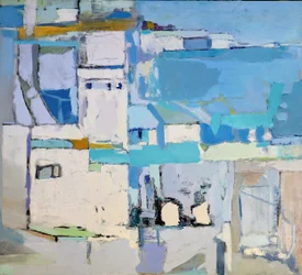 Abstract stadsgezicht aan de kust