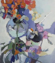 Kleurrijk, abstract bloemmotief