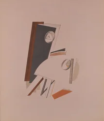 De lafaards. Beeldje voor de opera Overwinning op de zon door A. Kruchenych, 1920-1921
