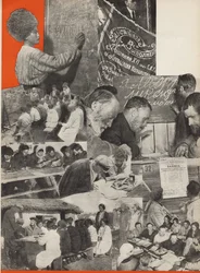 De strijd tegen analfabetisme. Illustratie uit USSR bouwt socialisme