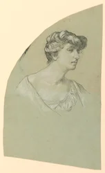 Tekening, Portretschets van een jonge vrouw, ca. 1885