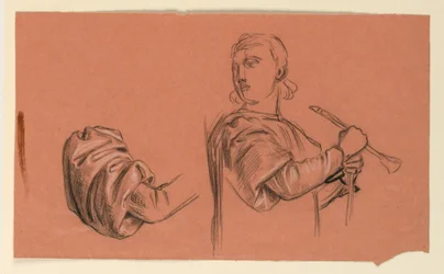 Tekening, details figuurstudie, ca. 1885