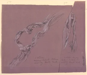 Tekening, studies van draperie voor "Fortune" figuur, ca. 1877