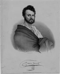 Edwin Forrest (1806-72), acteur, lithografie van Nathaniel Currier, uitgegeven door Brown en Minot, New York