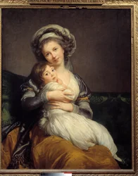 Madame Vigee-Le Brun en haar dochter, Jeanne Marie-Louise (1780-1819) Schilderij door Marie Elisabeth Louise Vigee Le brun (of Vigee-Lebrun of Vigee Lebrun) (1755-1842). 1789 Zon. 1.05 x 0.84 Musee du Louvre, Parijs - Madame Vigee-Le Brun en haar dochter, 