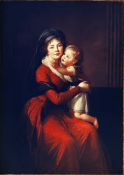 Portret van prinses Alexandra Petrovna Galitzine met haar zoon
