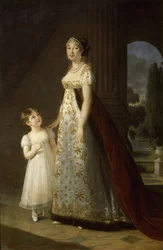 Portret van Caroline Bonaparte 1782-1839, koningin van Napels en Sicilië, met haar dochter, Letizia, 1807