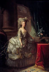 Portret van koningin Marie-Antoinette (1755-1793). 19e eeuw. Afmetingen: 2,76 x 1,93 m. - Portret ten voeten uit van koningin Marie-Antoinette (1755-1793).