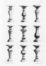 Pedestals, uit A Book of Architecture, door James Gibbs, gepubliceerd 1739