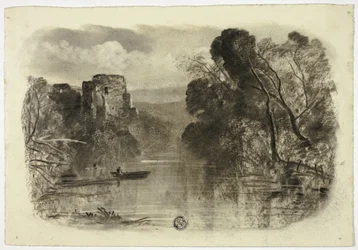 Rivier met Kasteelruïne en Boot I