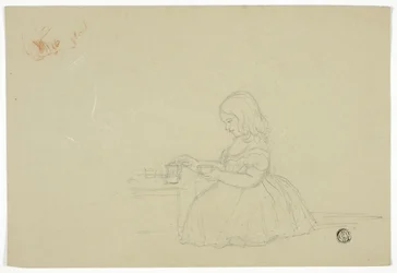 Jong Meisje Schenkt Thee en Profielschets (recto), en Schets van Italiaanse Stadstraat (verso)