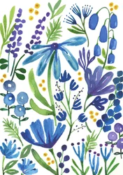 Blauwe bloemen, 2018 (aquarel)