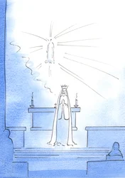 Christus verscheen hoog in het heiligdom en stuurde Zijn Moeder naar beneden om mij goed nieuws te brengen. 