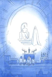 Christus is verheven boven ons, in glorie, bij onze Novene en Zegen, wat als een hemels feest is. Onze moeder Maria staat vreugdevol dichtbij