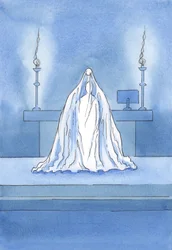 Christus is werkelijk aanwezig, maar het is alsof een sluier Hem aan onze blik onttrekt.