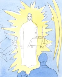 Christus onze God die regeert in Eeuwige Glorie, is Echt Aanwezig in het Heilig Sacrament in de kerk, en in de huizen van de zieken die de Heilige Communie ontvangen