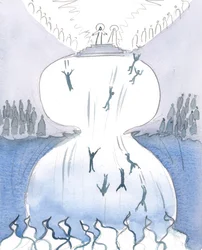 Christus toonde mij de honderden kleine figuren in het grote panorama dat zich voor mij uitspreidt, 2005 (aquarel op papier)