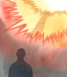 Christus geeft ons soms een glimp van de weg naar de hemel, 2005 (aquarel op papier)
