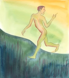 Elke persoon op aarde krijgt de keuze: God dienen of Hem negeren, 2005 (aquarel op papier)
