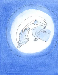 God de Vader, die zich bewust is van de verschrikkelijke prijs van de menswording, reikt door zijn Heilige Geest de hand aan zijn geliefde Zoon, die er gewillig mee instemt naar de aarde te komen voor onze verlossing, 2003