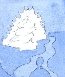 Mij werd een voorstelling van de Godheid getoond: een berg van vuur, waarvan de top naar mij toe bewoog