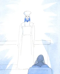 Bij het uitleggen van Zijn nederigheid, verscheen Christus aan mij, na de wijding, als de Hogepriester, gekleed als in oude tijden, 2005 (aquarel op papier)