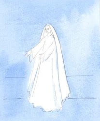 Onze Lieve Vrouw heeft haar armen naar me uitgestrekt en laat me zien hoe blij ze is dat ze bemind en verwelkomd wordt, 2005 (aquarel op papier)
