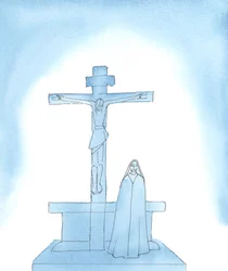 Onze-Lieve-Vrouw van Smarten: Waarlijk, Onze Lieve Vrouw leed verschrikkelijk toen Jezus Christus, haar geliefde zoon, kwellend stierf aan het kruis, 2005 (aquarel op papier)