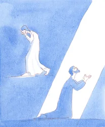 Mensen die berouw tonen over hun zonden tonen hun berouw op verschillende manieren, 2005 (aquarel op papier)