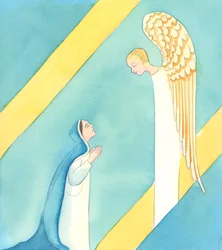 De engel zei tegen Maria: "Wees niet bang, Maria, want je hebt genade gevonden bij God, 2005 (aquarel op papier)