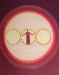 De Heilige Drie-eenheid kan worden gezien als een drievoudig licht met Christus de God-mens in het midden