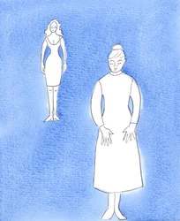 De Heer nodigt vrouwen uit om zich bescheiden te kleden, zoals de Heilige Schrift voorschrijft, en zo kuisheid in zichzelf en in anderen te helpen bevorderen, 2004 (aquarel op papier)