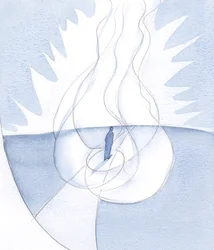 De ziel wiens wil in overeenstemming is met die van God, is opgevouwen in Gods liefde: geleid door Christus, gestuurd door de Geest, gaande naar de Vader; Drie Personen die Eén Vlam geven.