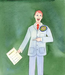 De leer van de katholieke kerk kan niet worden vergeleken met de voorstellen in een partijpolitiek manifest, die gewoon terzijde kunnen worden geschoven als ze de kiezers niet bevallen, 2004 (aquarel op papier)