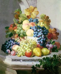Stilleven met druiven en peren