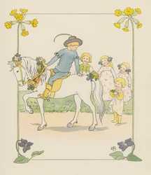 Illustratie voor Blondchen in Bluten (kleurenlitho)