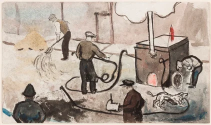 Londen: Straatwerken in East End, ca. 1935