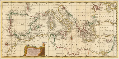 Kaart uit 1748 - Een nauwkeurige kaart van de Middellandse Zee en de Adriatische Zee, met de Archipel en een deel van de Zwarte Zee