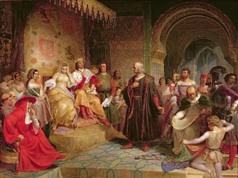 Columbus voor de koningin, 1843