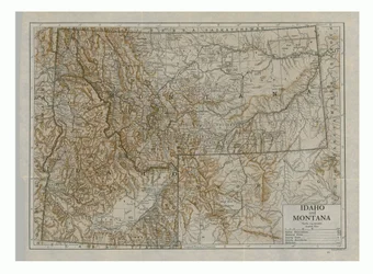 Kaart van Idaho en Montana, VS, c1910s