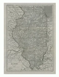 Kaart van Illinois, VS, ca. 1910s