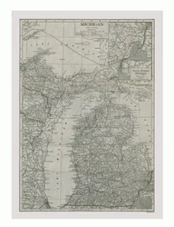 Kaart van Michigan, VS, c1900