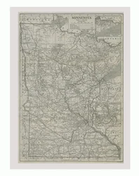 Kaart van Minnesota, VS, circa 1900s