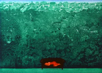 Mijmering in de regen, 2009 (ets)