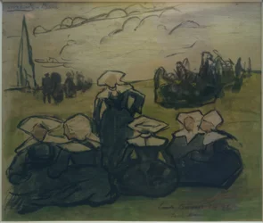 Bretonse vrouwen op de weide