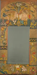 Spiegelomlijsting versierd met planten, bloemen en twee vrouwenfiguren, 1908