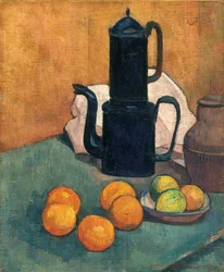 De blauwe koffiepot