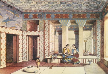Artistieke impressie van het Paleis van Knossos, Kreta