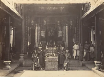 Religieuze ceremonie in de Chinese Pagode van Cholen, Saigon, Cochinchina